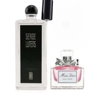Serge Lutens L’Orpheline and Miss Dior Rose N’Roses perfume bottles side by side